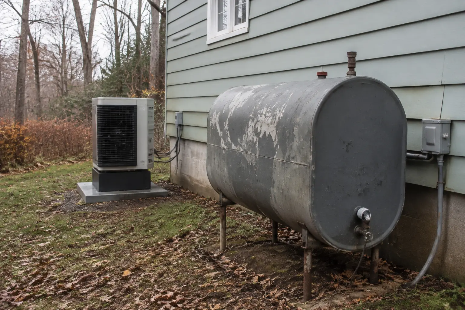 Disused above ground oil tank beside a rural Spokane home